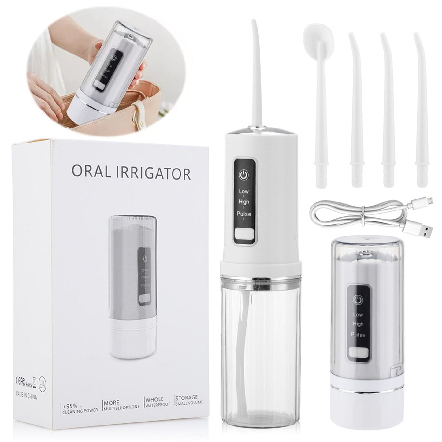 Cordless Water Flosser Dental Teeth Cleaner, Rechargeable
