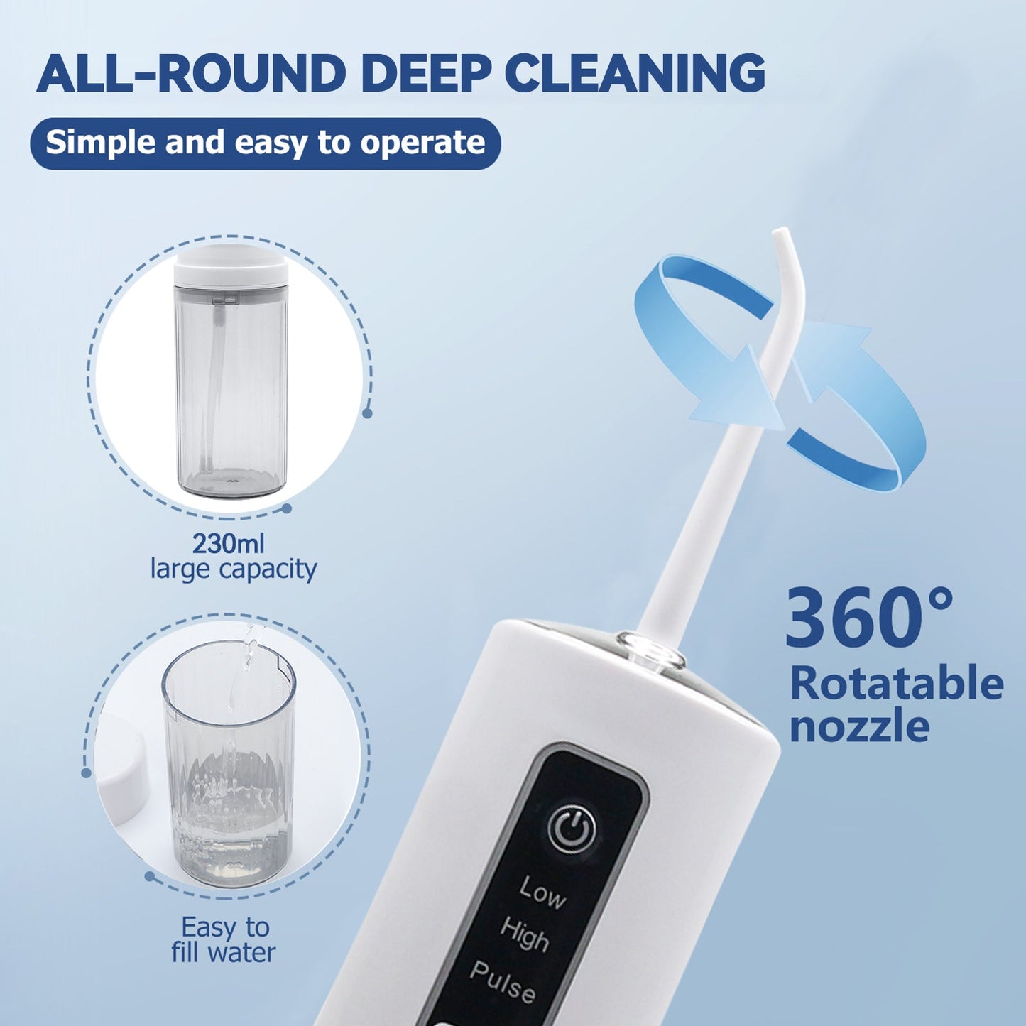 Cordless Water Flosser Dental Teeth Cleaner, Rechargeable